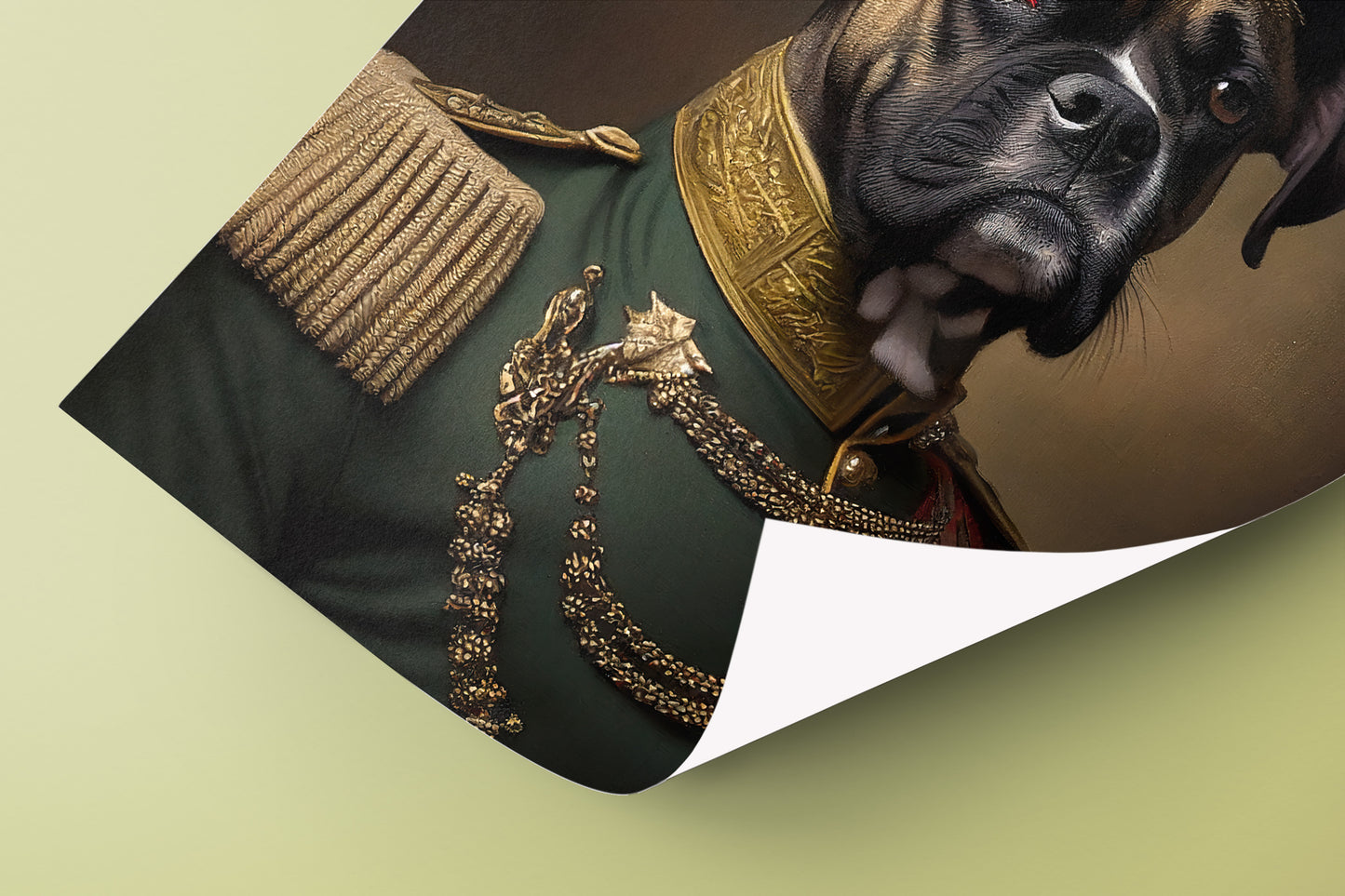 Heroic Boxer Dog Poster in Military Uniform – Animal Wall Art Decoration to Frame for Home Decor