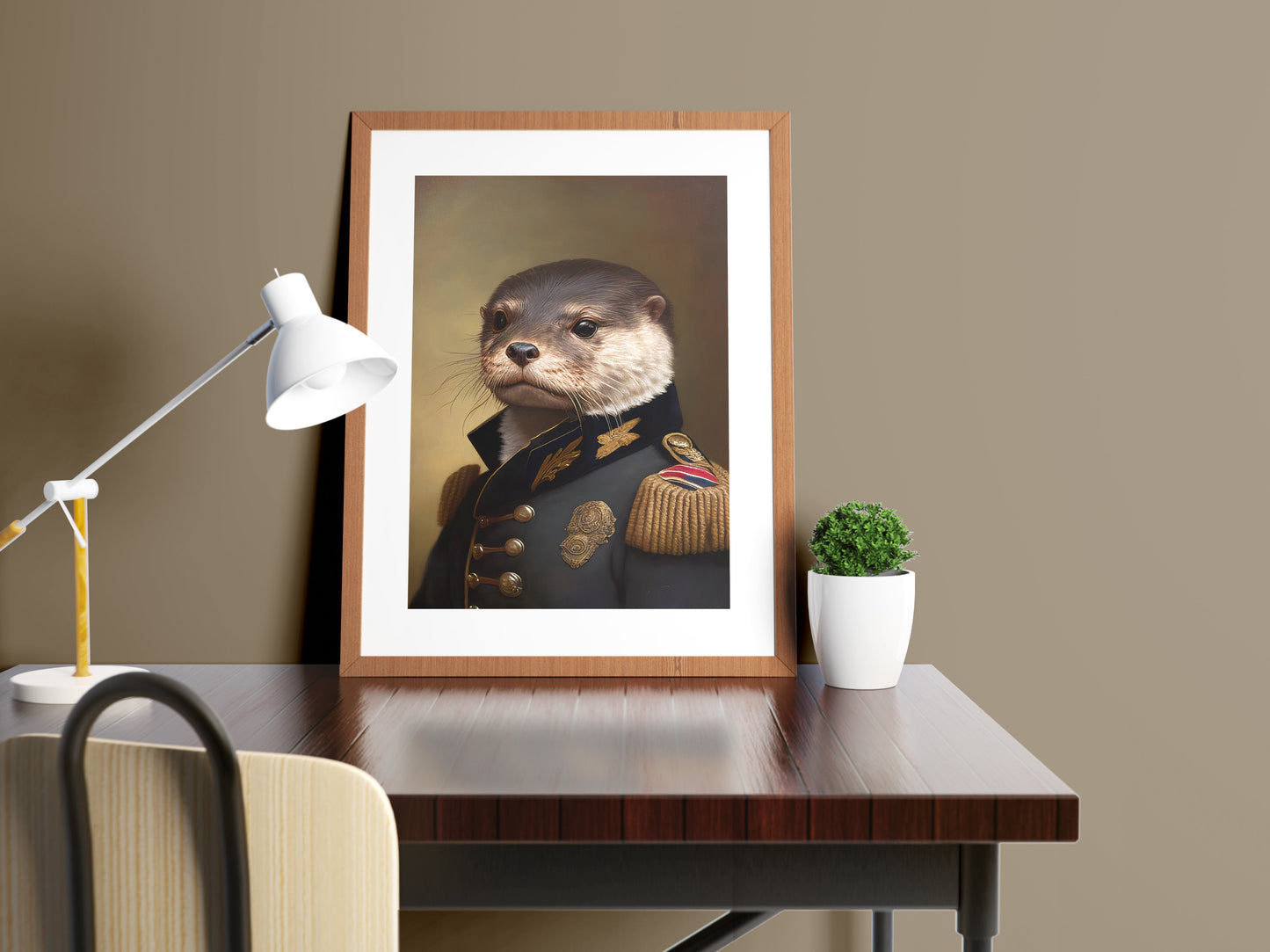 Otter Poster in Military Uniform - Unique Animal Wall Art, Otter Wall Print, Home Décor 