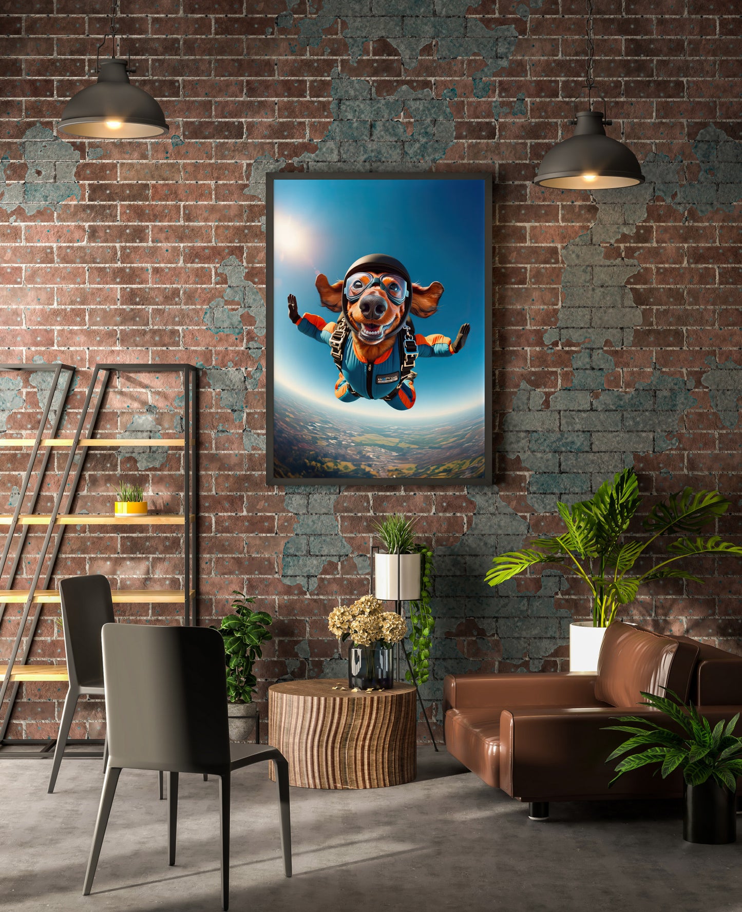 Skydiving Dachshund Dog Poster - Epic Wall Art for Animal Lovers - Unique Extreme Sports Decor - Dog Lover Gift