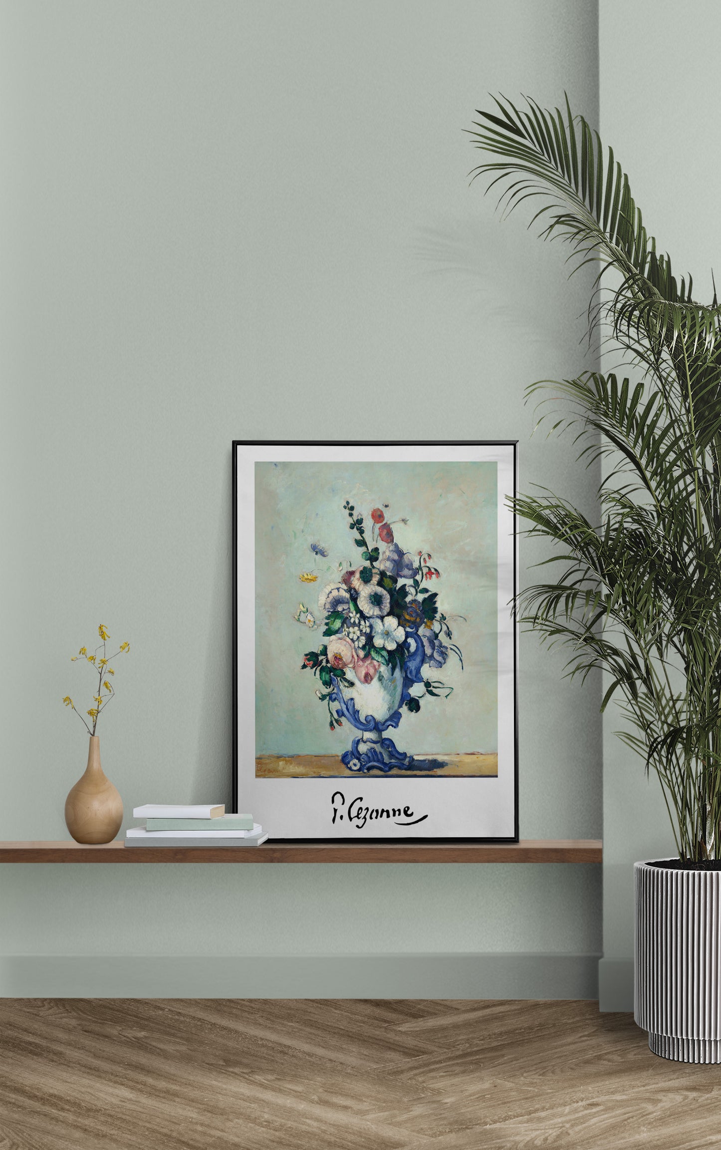 Paul Cézanne Poster: Flowers in a Rococo Vase, 1876. Impressionism Wall Art, Classic Masterpiece Reproduction