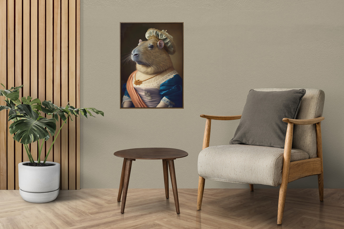 "Humorous Baroque Poster: Capybara in Marie Antoinette Costume - Wall Art for Home Decor"