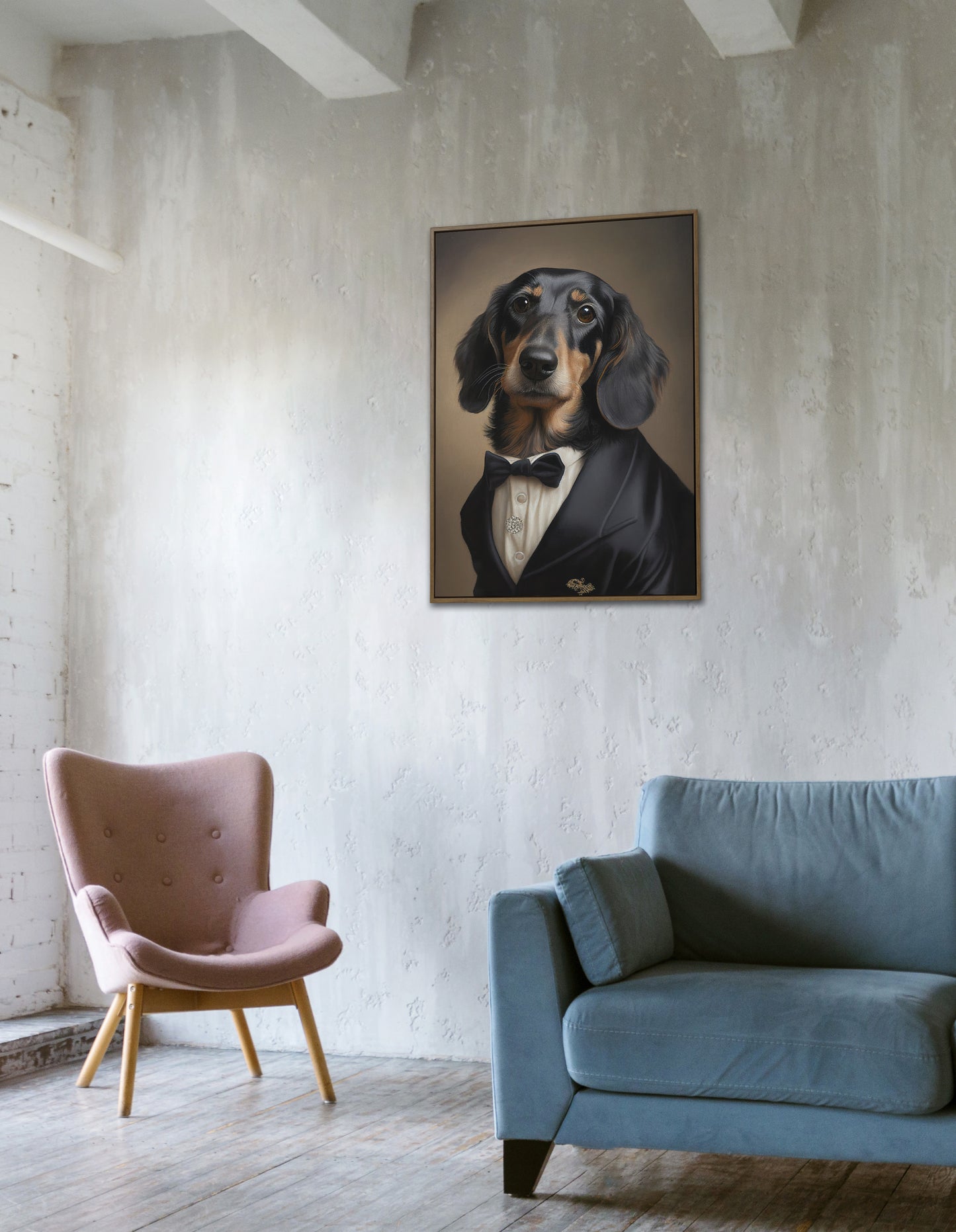 Elegant Dachshund Tuxedo Poster - Chic & Humorous Wall Art for Dog Lovers