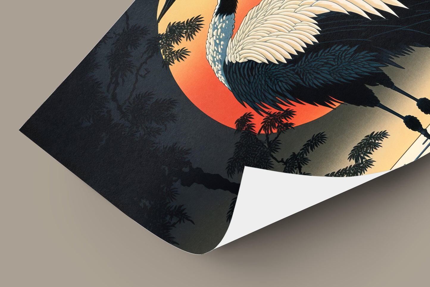 Japanese Crane Wall Poster - Traditional Japanese Art Style, Rural Landscape Home Decoration, Stunning Wall Art