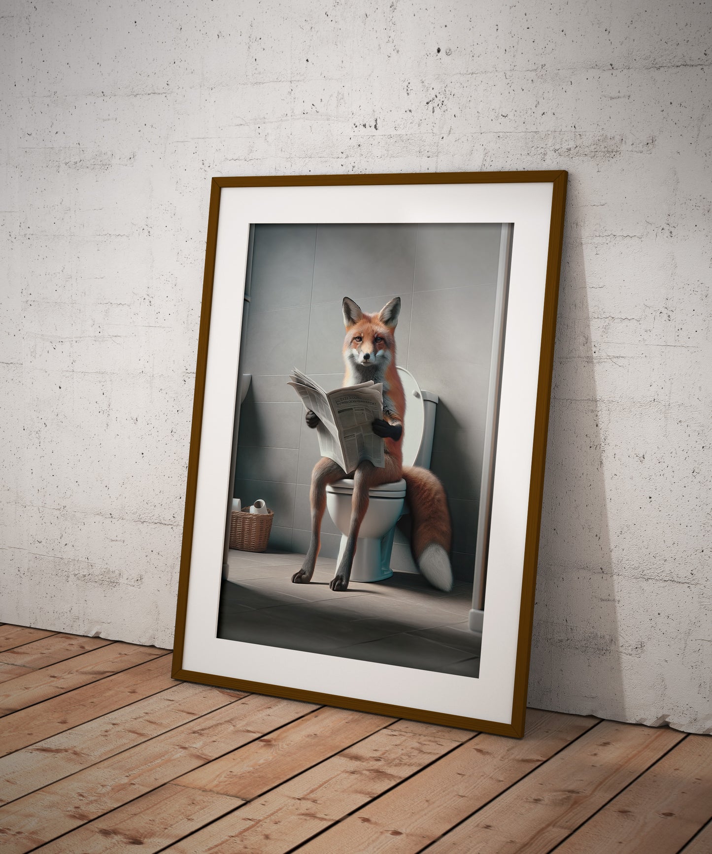 Affiche Humoristique Renard aux Toilettes, Décoration Amusante WC et Salle de Bain, Poster Cadeau Original et Fun