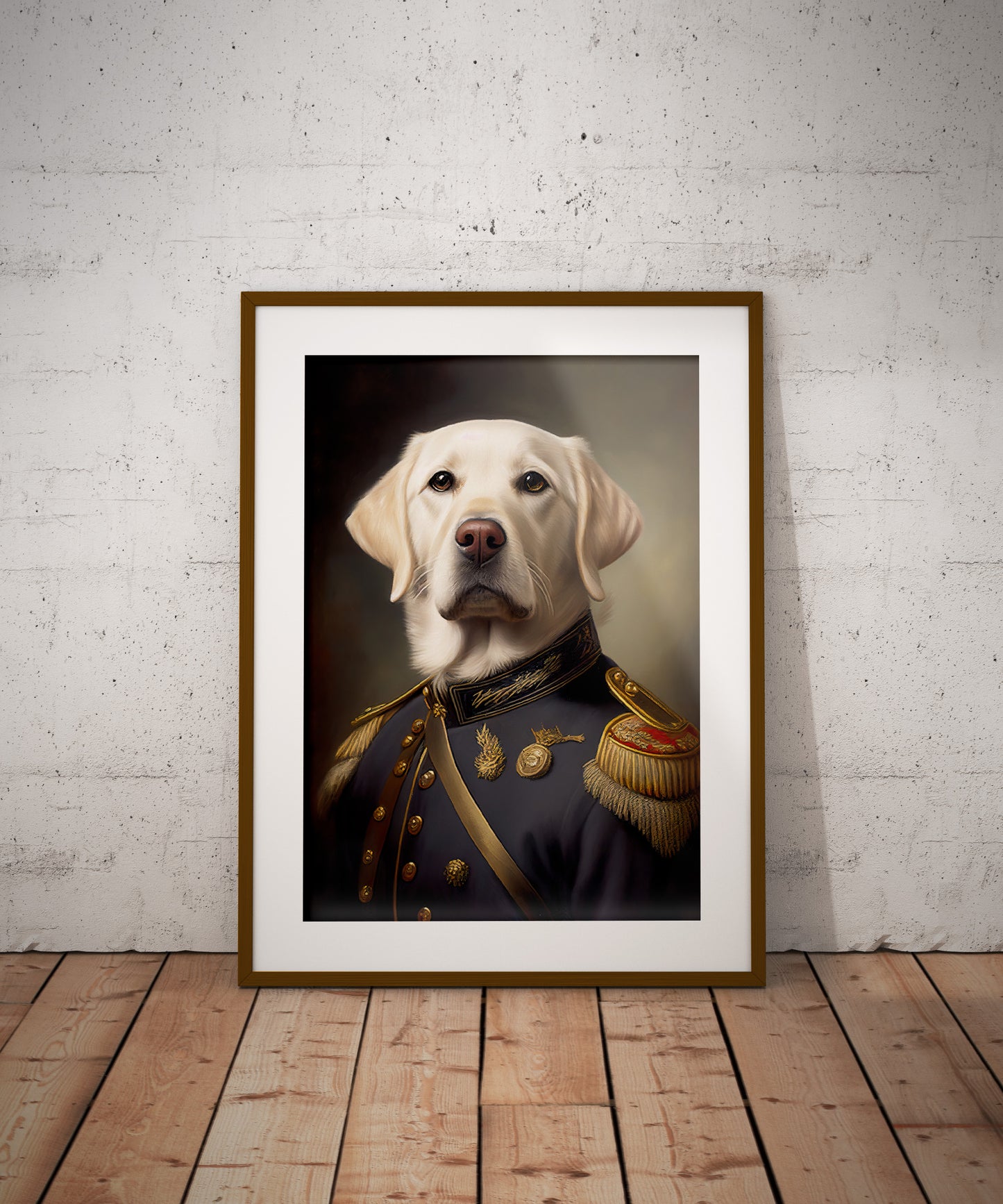 Poster Labrador Sable en Uniforme Militaire - Décoration Murale Animaux, Affiche pour Intérieur