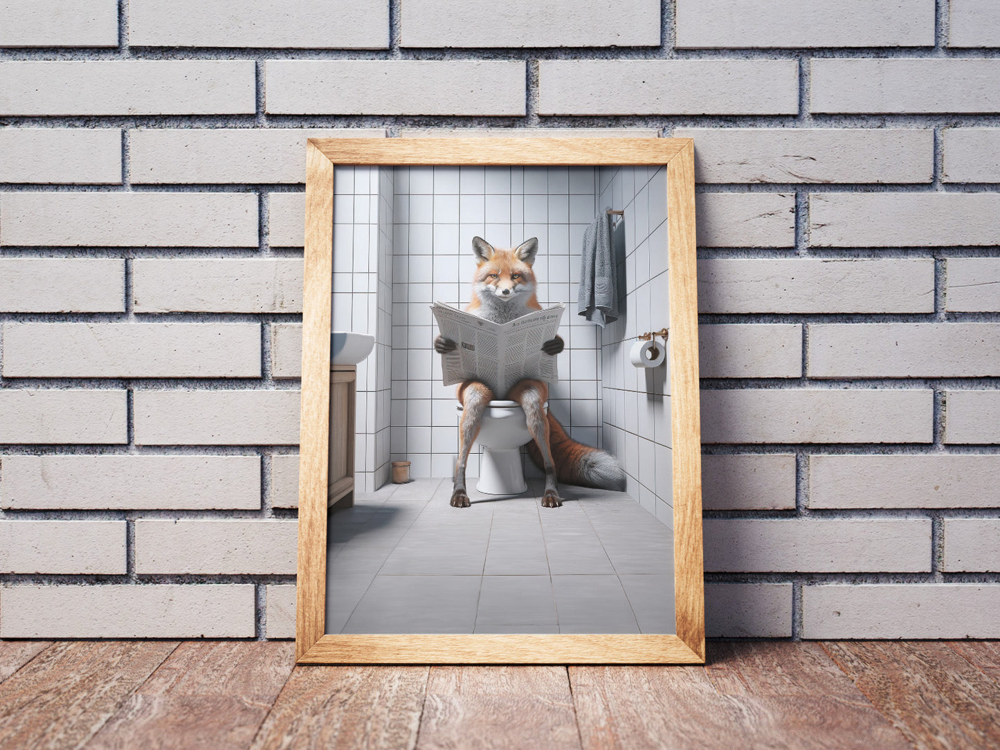 Funny Pelican Reading Newspaper Bathroom Poster – Unique WC Toilet Wall Art Decor, Hilarious Gift Idea