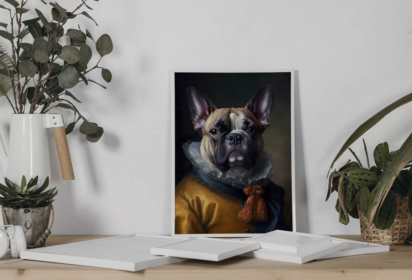 "Baroque Style Noble French Bulldog Poster - Elegant Dog Wall Art Decoration – Frameable Animal Print"