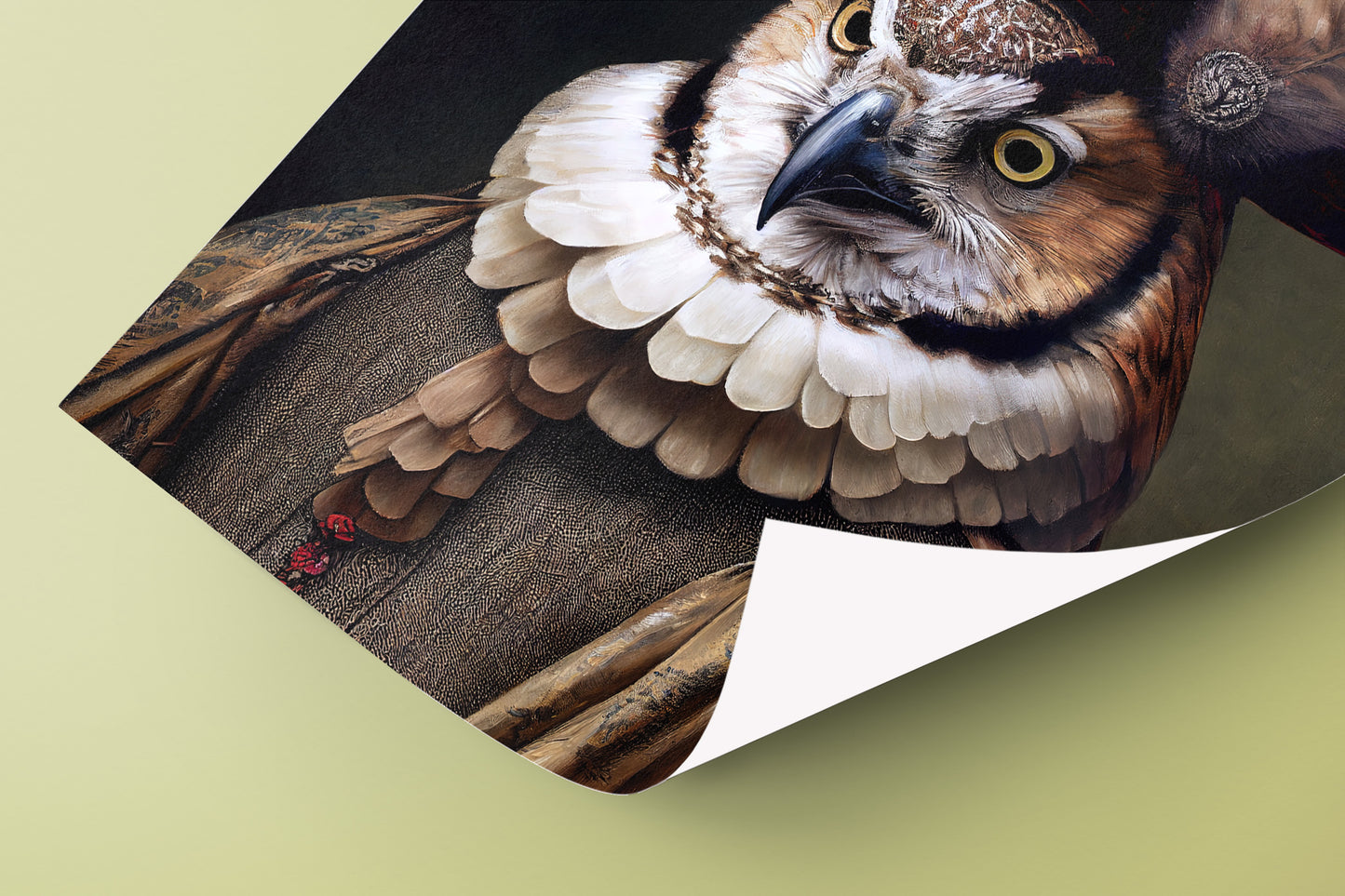 Baroque Style Noble Owl Poster - Elegant Animal Wall Art for Home Decor