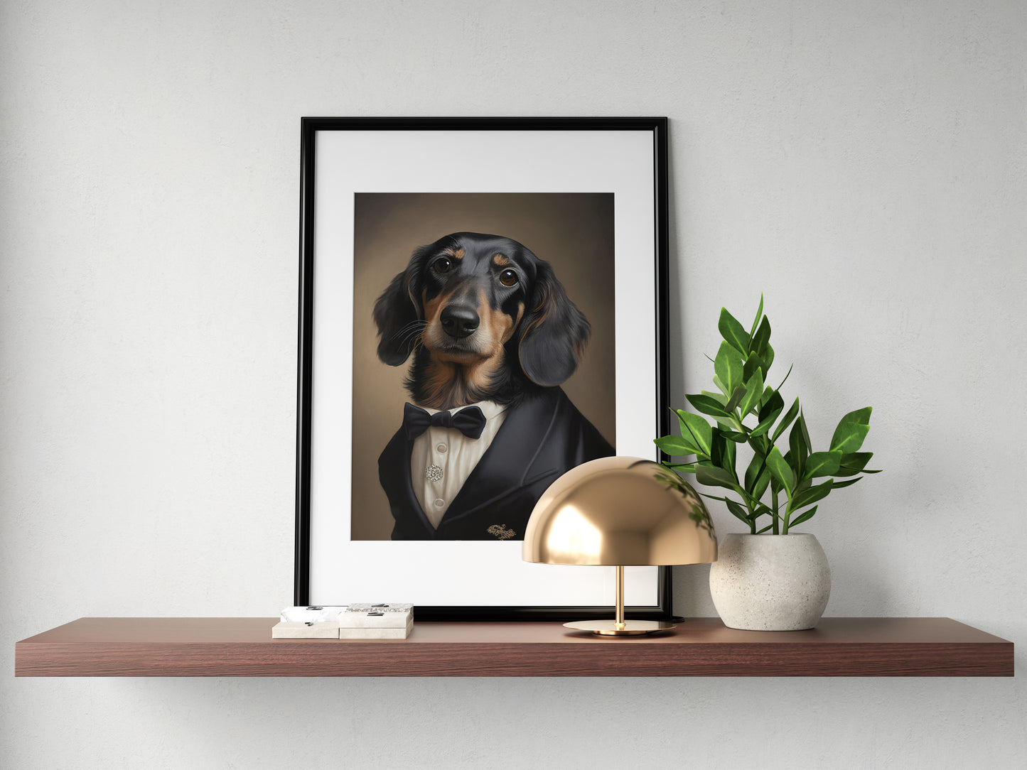 Elegant Dachshund Tuxedo Poster - Chic & Humorous Wall Art for Dog Lovers