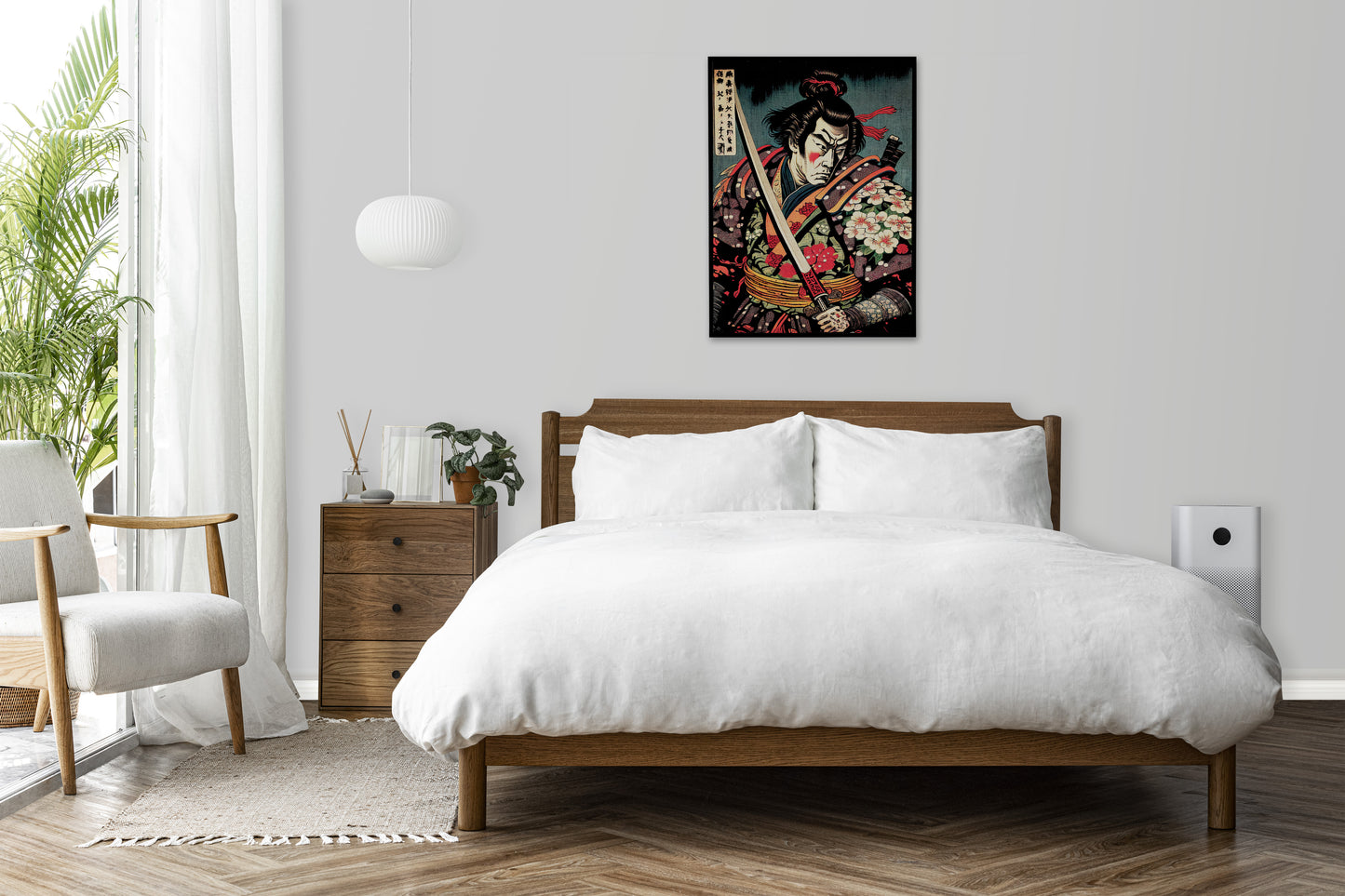 Japanese Samurai Poster - Ukiyo-e Art Style Illustration, Traditional Wall Décor, Frameable Wall Art