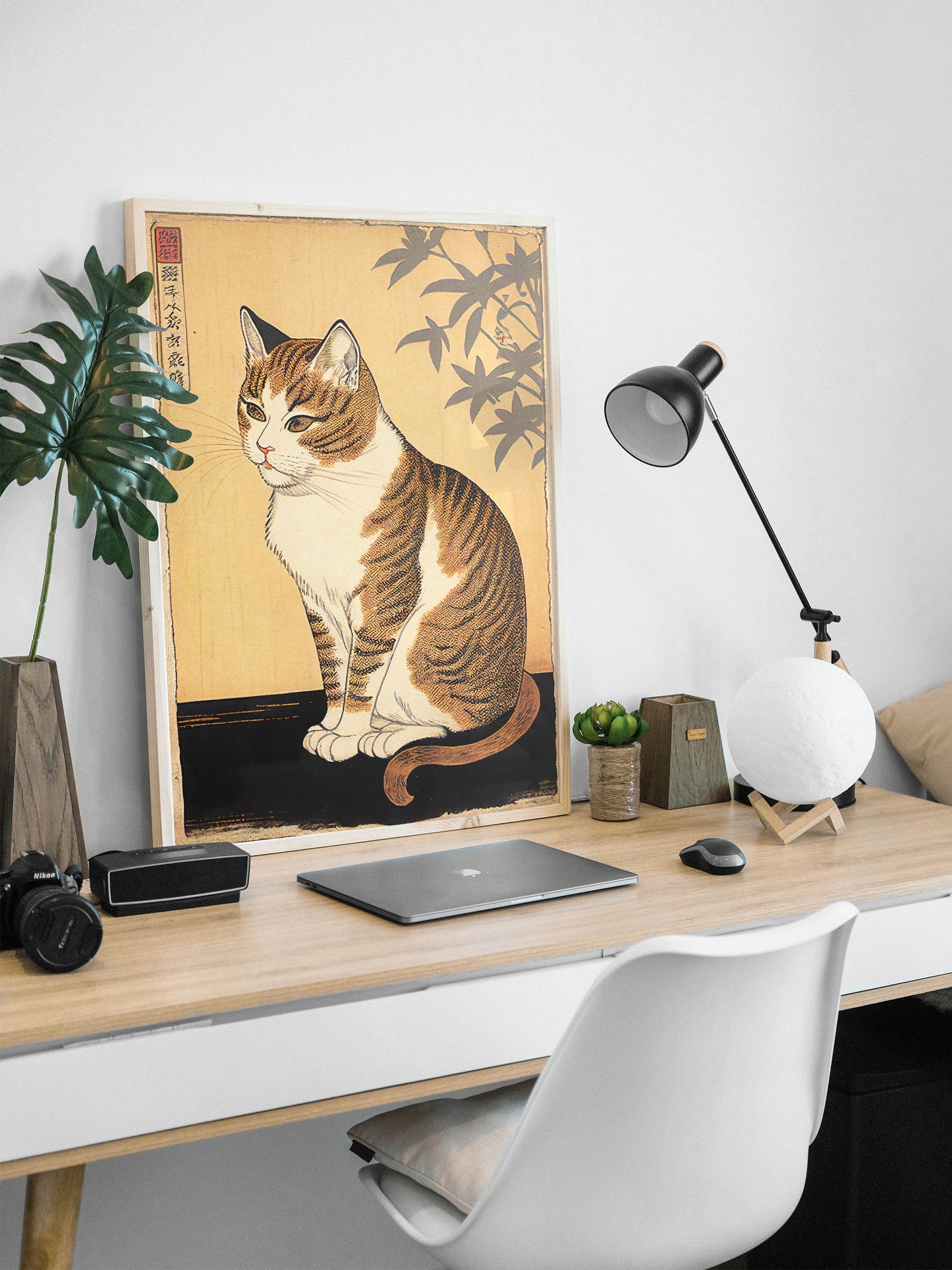 Japanese Cat Poster | Art Style Illustration | Nipponese Wall Decor for Framing