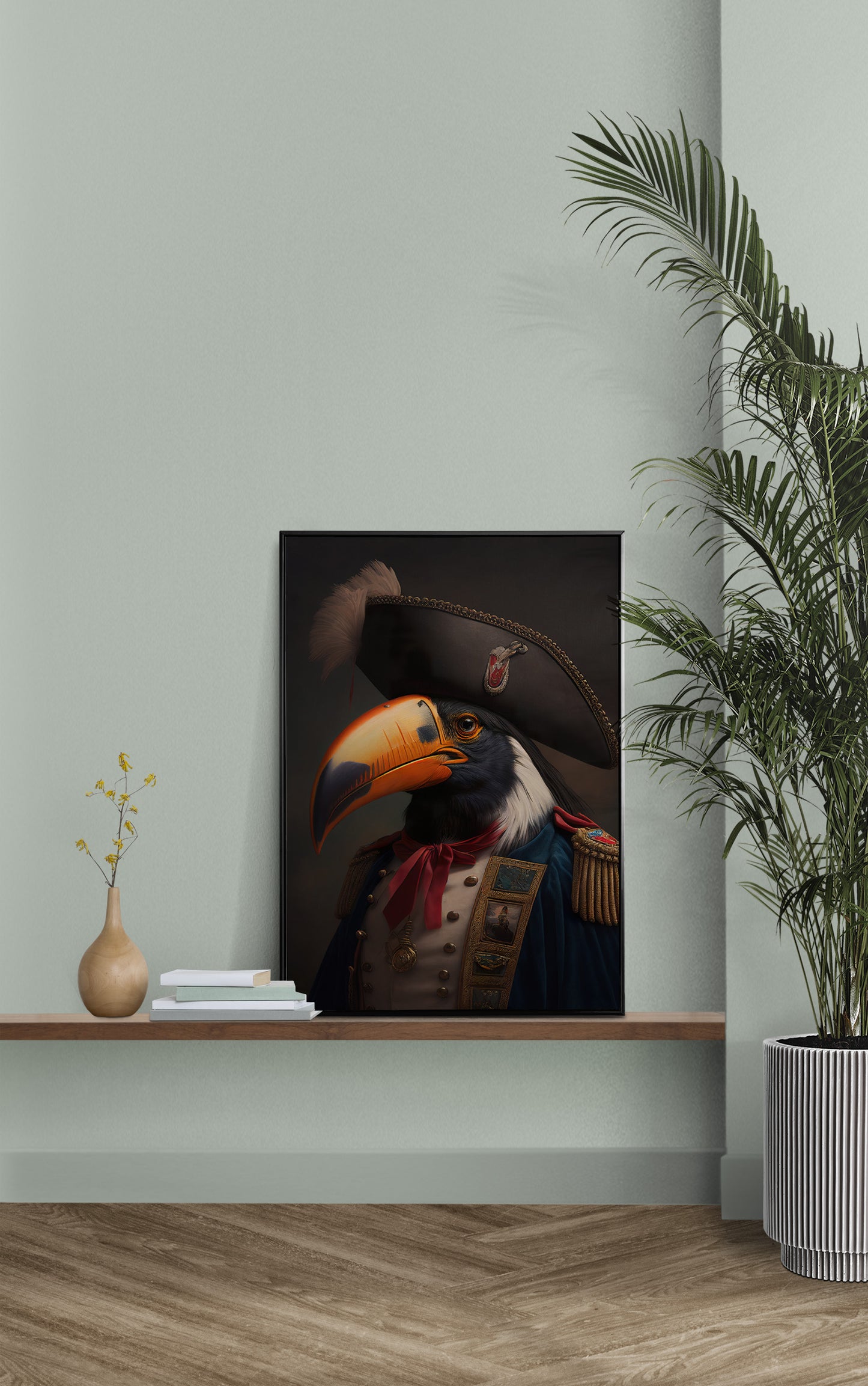 Heroic Toucan Poster in Military Uniform, Vintage Portrait Wall Art, Classic Bird Print Decor