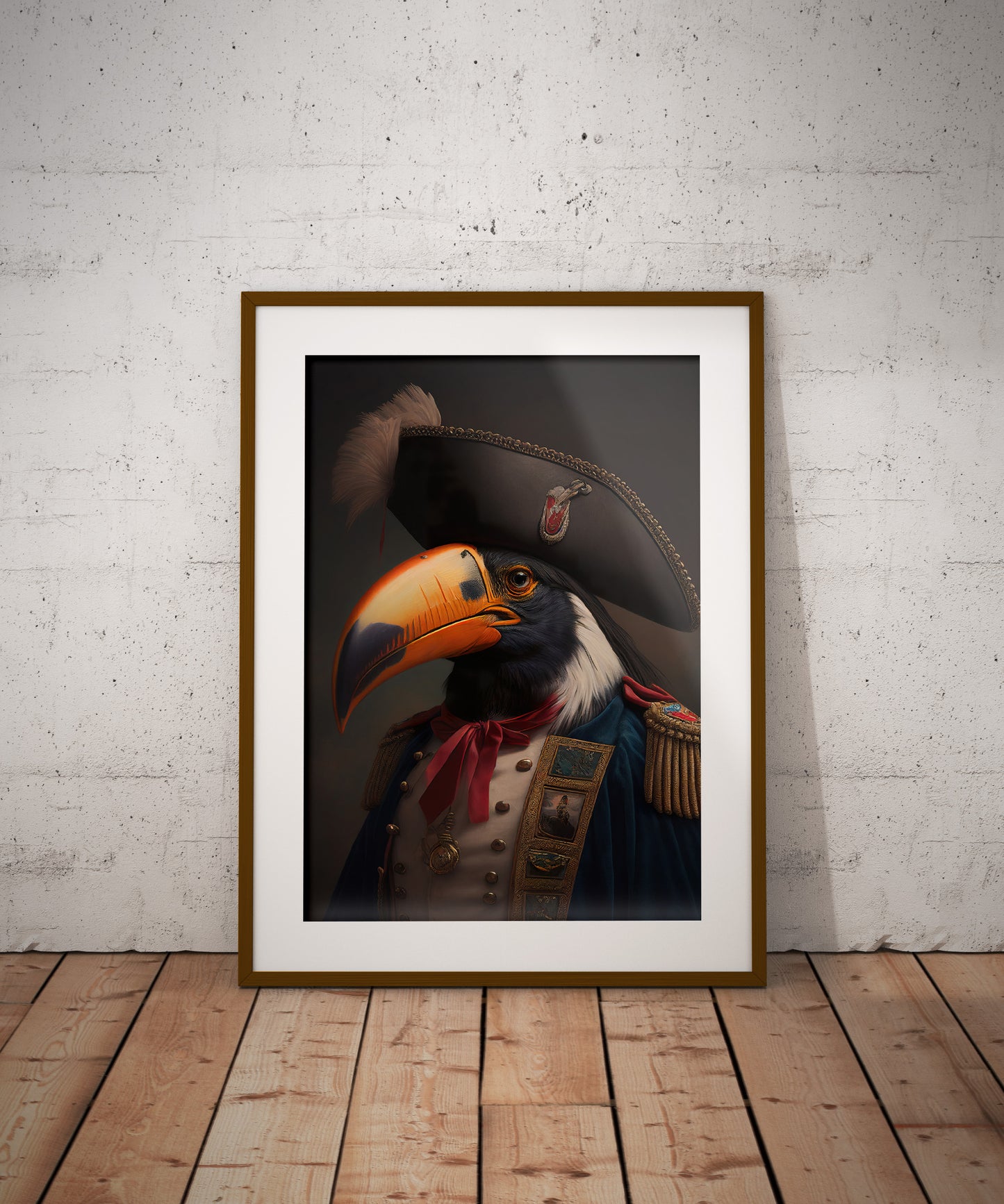 Heroic Toucan Poster in Military Uniform, Vintage Portrait Wall Art, Classic Bird Print Decor