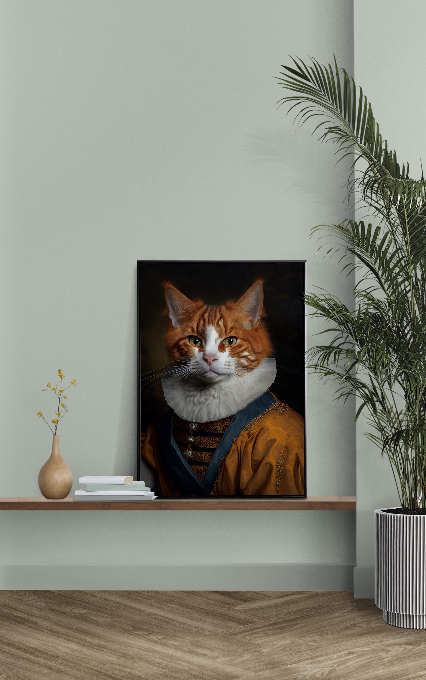Poster Illustration Chat Baroque - Décoration Murale Animaux - Portrait Noble de Chat