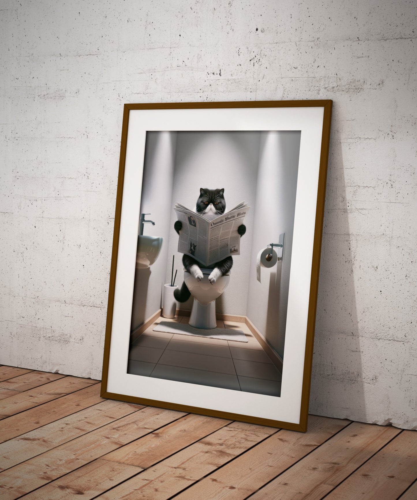 "Funny Exotic Shorthair Cat Bathroom Poster - Humorous Wall Art for WC, Gag Gift"
