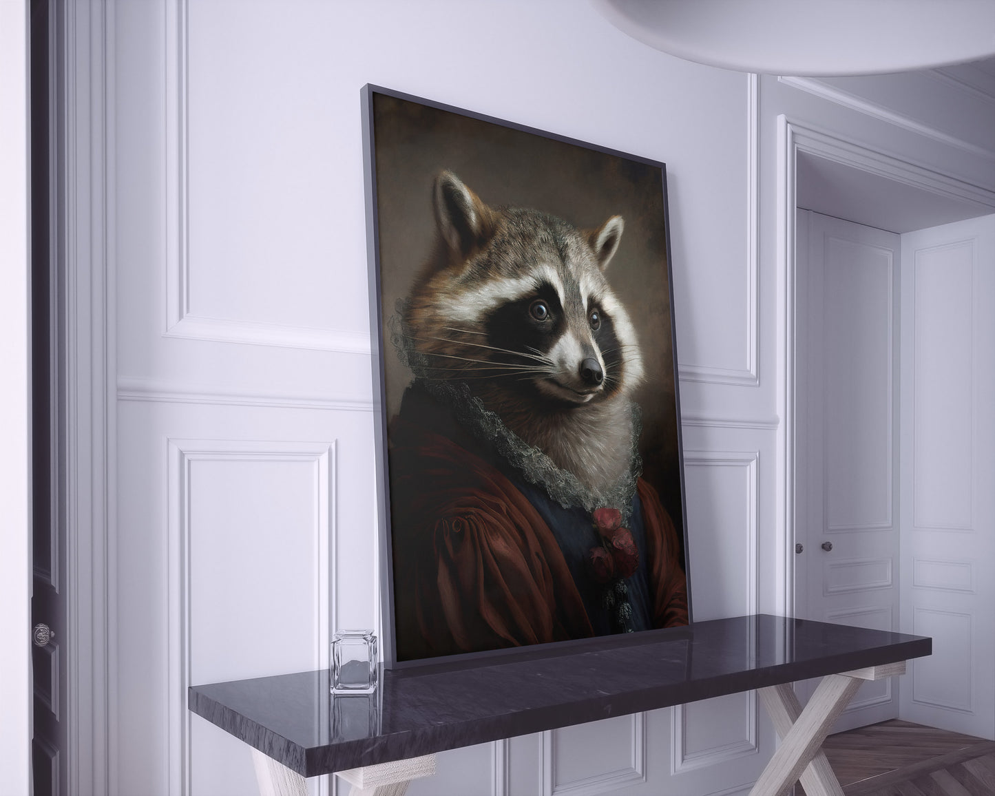 Baroque Style Raccoon Poster - Animal Wall Art for Home Decor - Frameable Raccoon Poster Decoration
