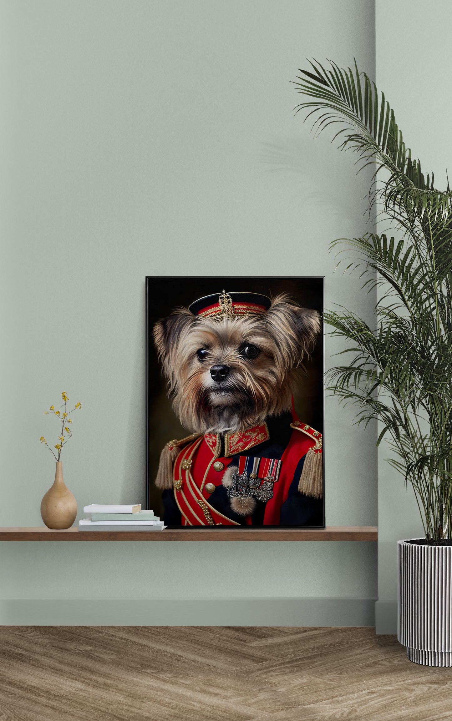 Affiche Murale Yorkshire Uniforme Militaire - Poster Art Mural Animal Déco Chien