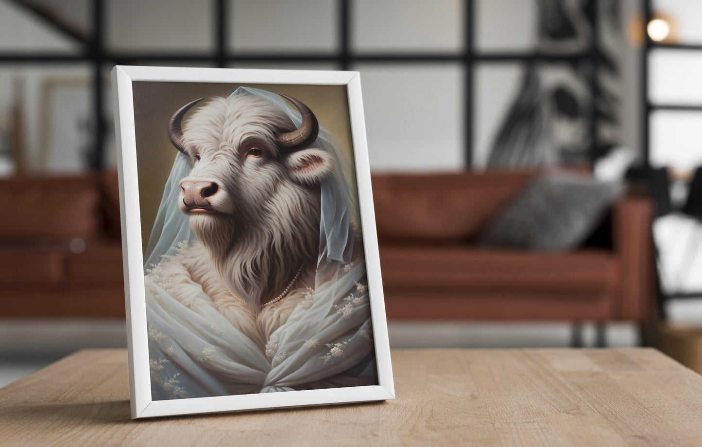 Buffalo Wedding Dress Poster - Funny Animal Wall Decor - Unique Bride Wall Art - Creative Gift Idea