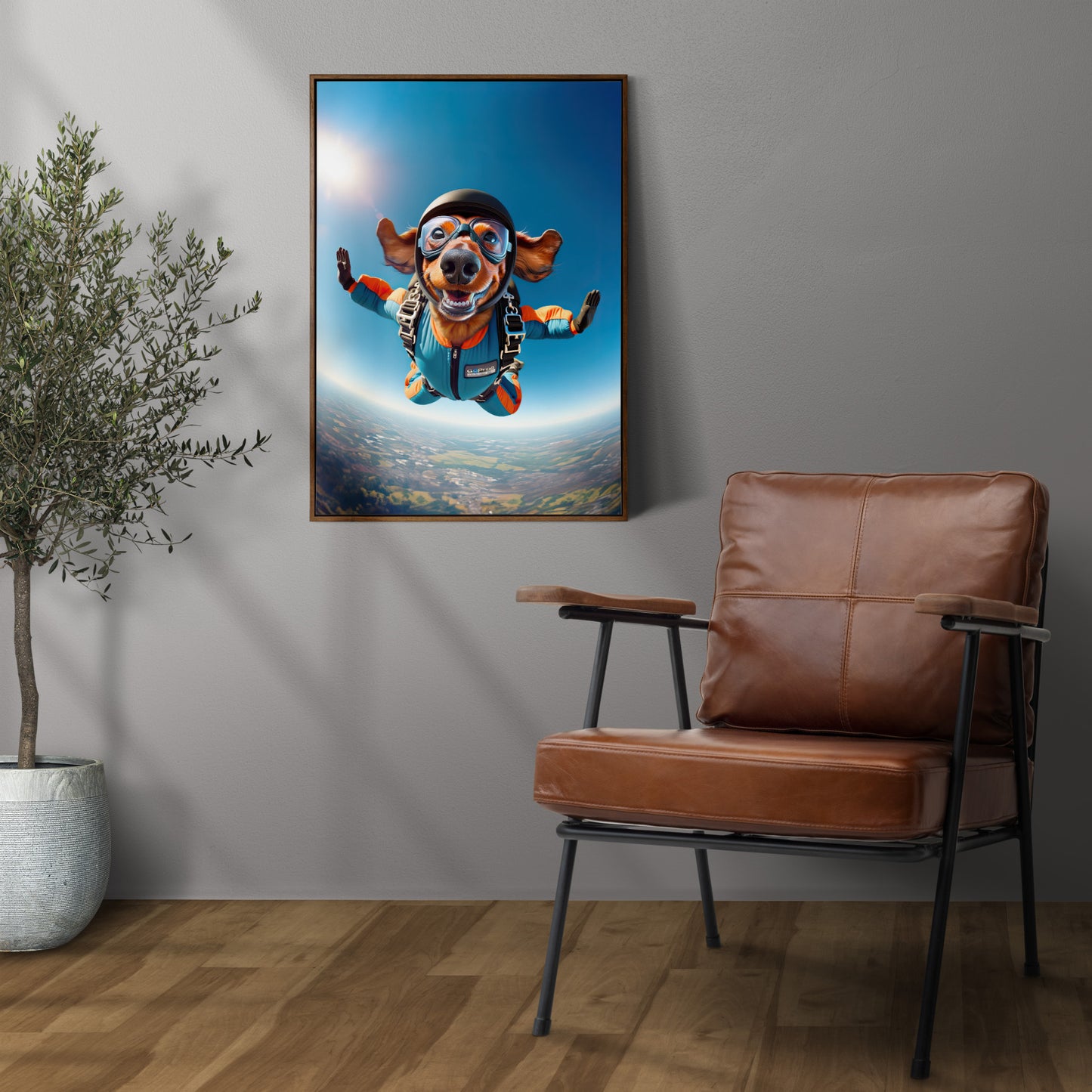 Skydiving Dachshund Dog Poster - Epic Wall Art for Animal Lovers - Unique Extreme Sports Decor - Dog Lover Gift