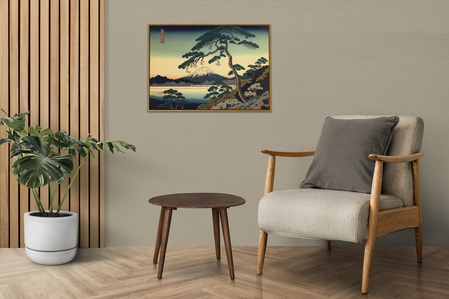 Japanese Mountain Landscape Poster, Japanese Art Style Illustration, Scenic Wall Decor for Home or Office