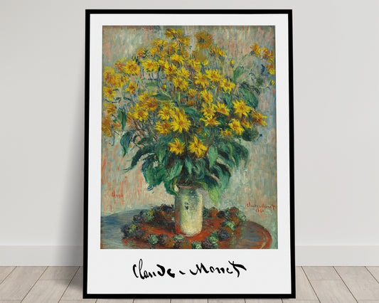 Claude Monet Poster: Topinambour Flowers 1880, Impressionism Wall Art, Classic Masterpiece Reproduction Decor