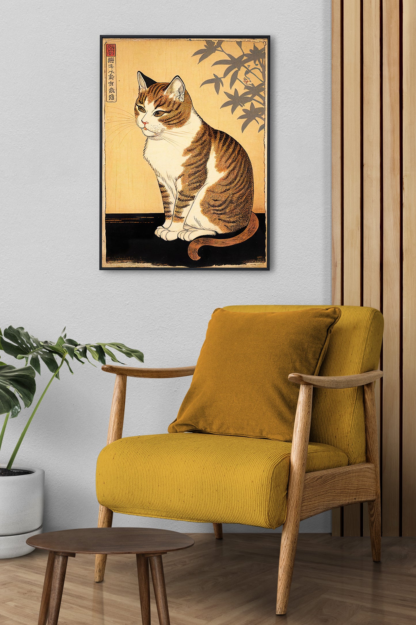 Japanese Cat Poster | Art Style Illustration | Nipponese Wall Decor for Framing
