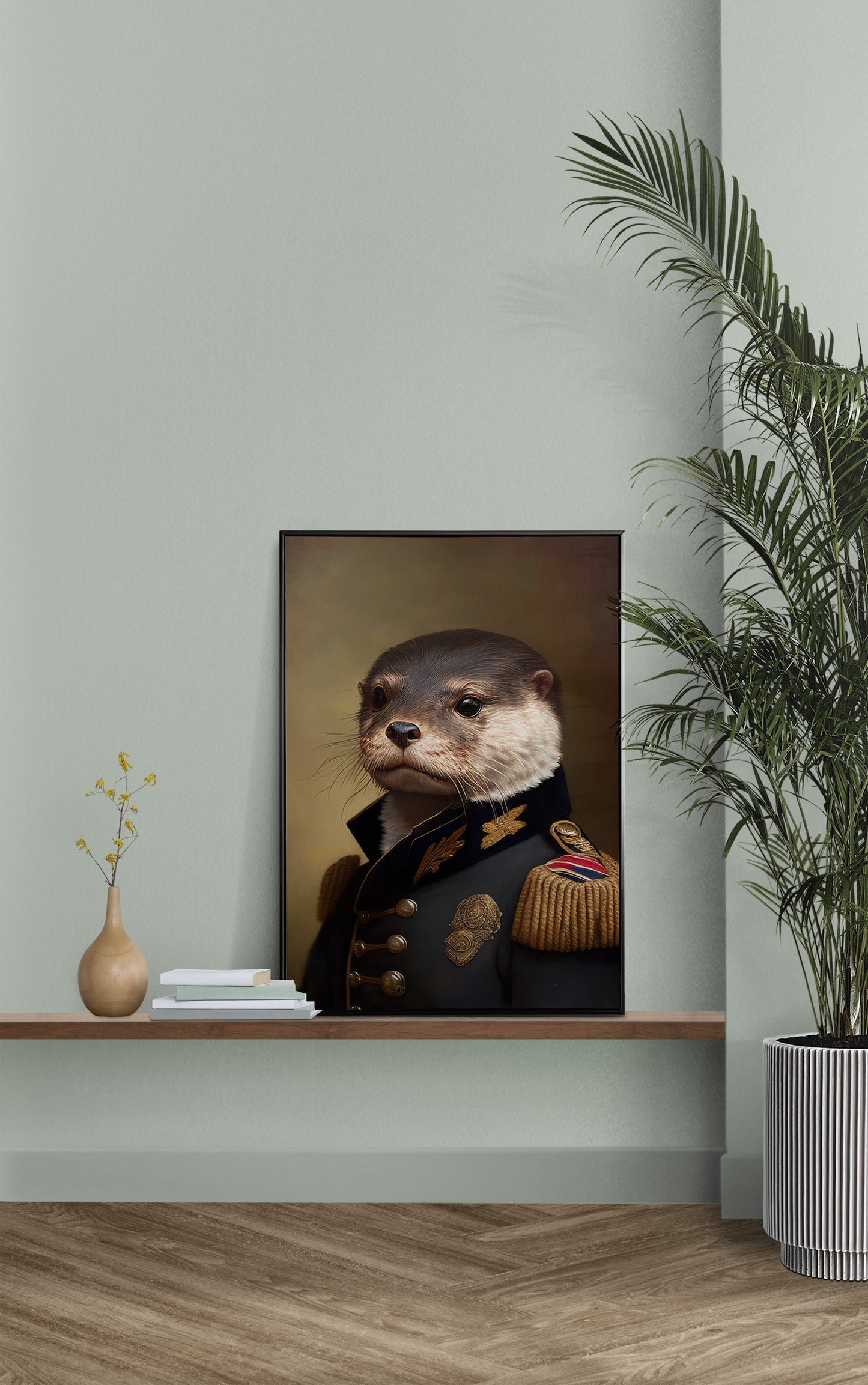 Otter Poster in Military Uniform - Unique Animal Wall Art, Otter Wall Print, Home Décor 