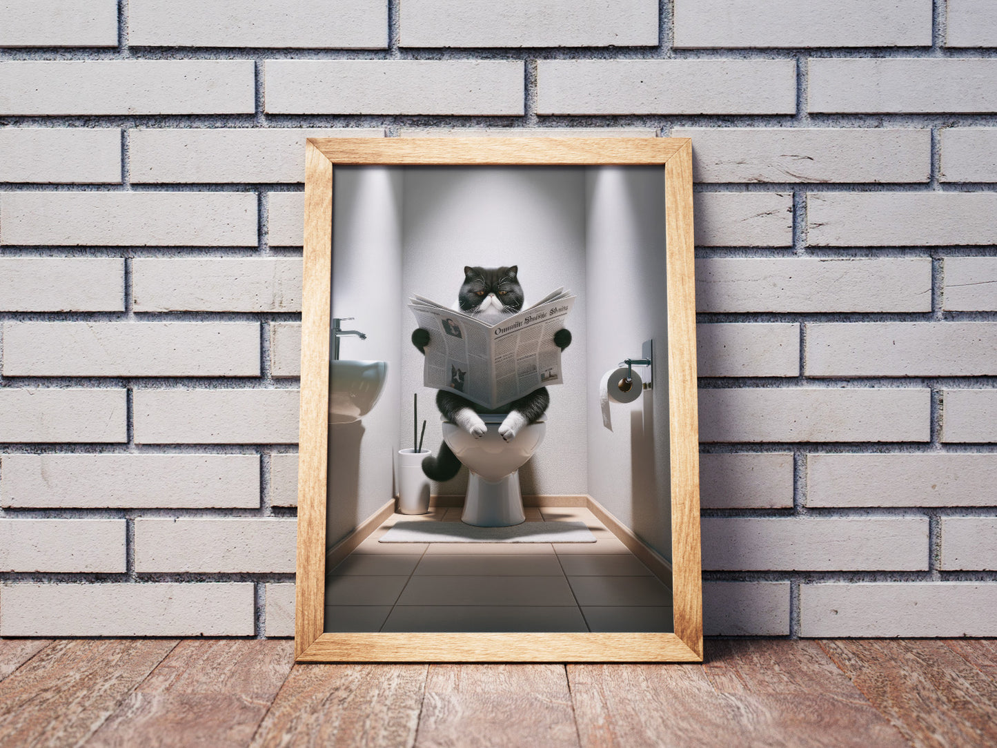 "Funny Exotic Shorthair Cat Bathroom Poster - Humorous Wall Art for WC, Gag Gift"