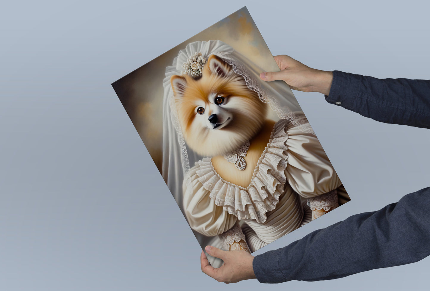 Dog Wedding Poster - Funny Animal Wall Art | Bride Spitz in Dress | Unique Home Decor | Perfect Gift