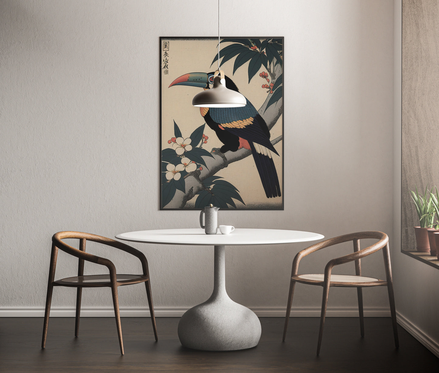 Japanese Ukiyo-e Toucan Poster, Artistic Illustration Wall Art, Unique Toucan Decor for Home & Office
