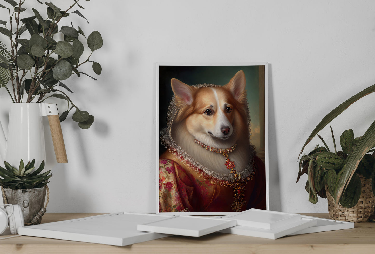 Baroque Style Corgi Portrait Poster - Noble Dog Wall Art, Animal Decoration, Frame-Ready Wall Poster