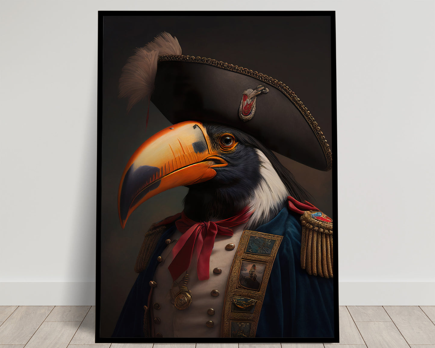 Heroic Toucan Poster in Military Uniform, Vintage Portrait Wall Art, Classic Bird Print Decor