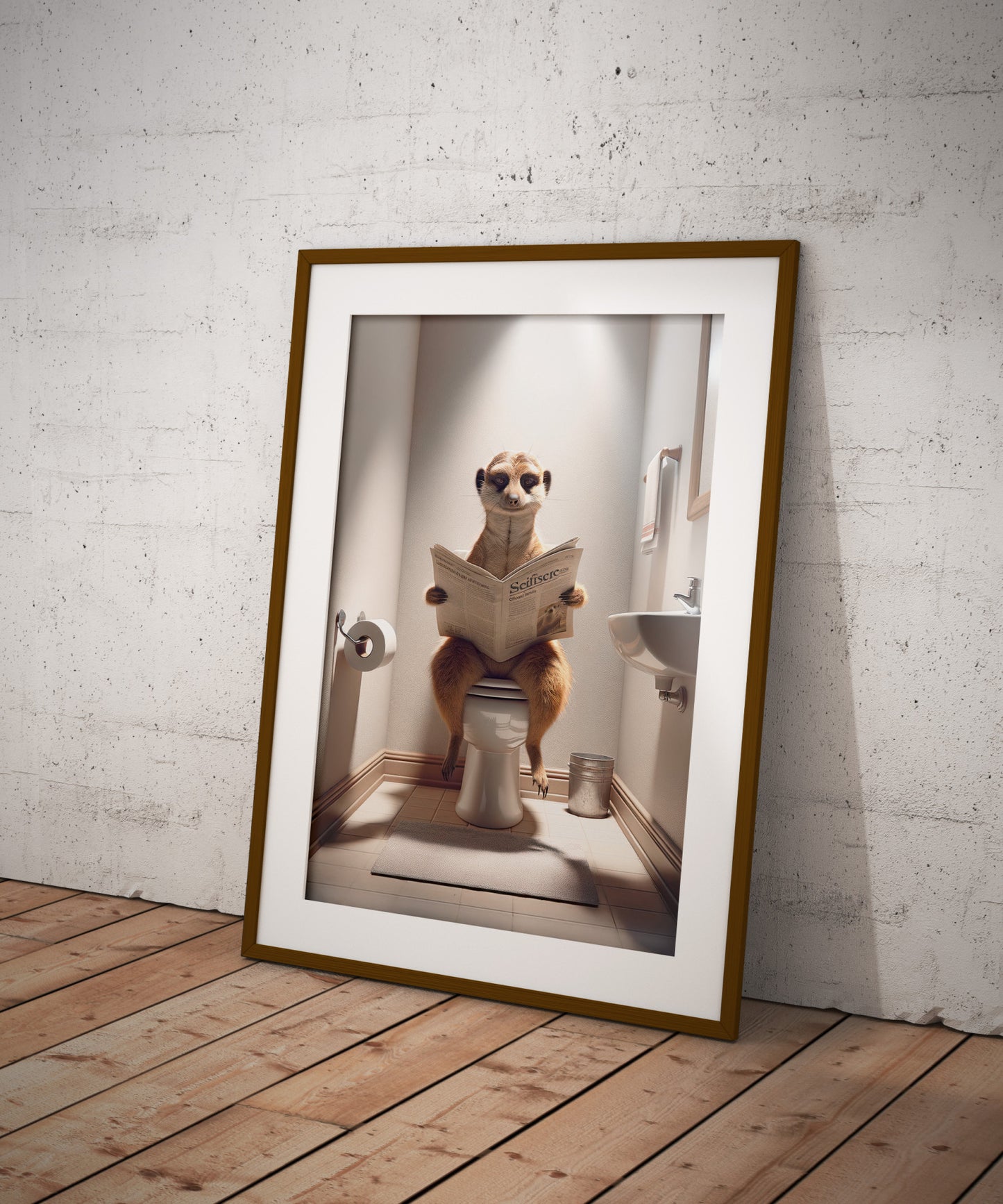 Humorous Meerkat Toilet Poster - Funny Bathroom Decor & Wall Art - Unique Gag Gift for WC