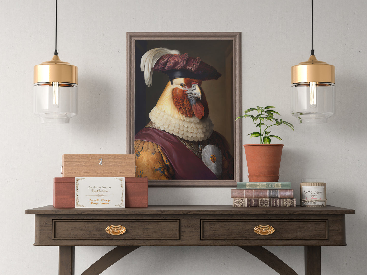Poster Poulet Noble Baroque - Décoration Murale Animaux | Art de Mur Poulet