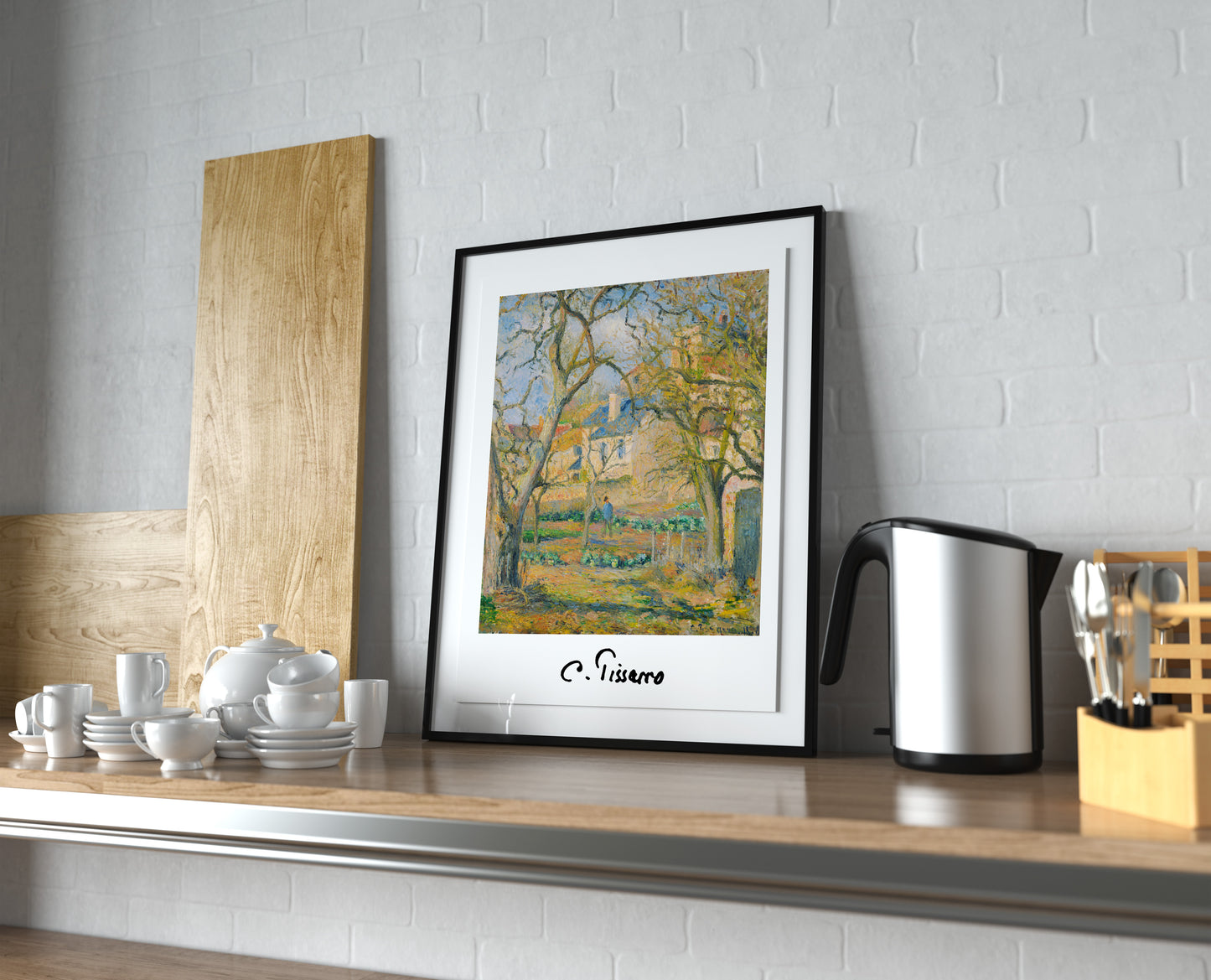 Camille Pissarro Poster: The Vegetable Garden at L'Hermitage - Impressionist Art Print for Wall Decoration and Framing