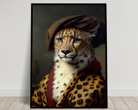 Baroque Style Cheetah Portrait Poster | Animal Wall Decor | Feline Art Print for Framing