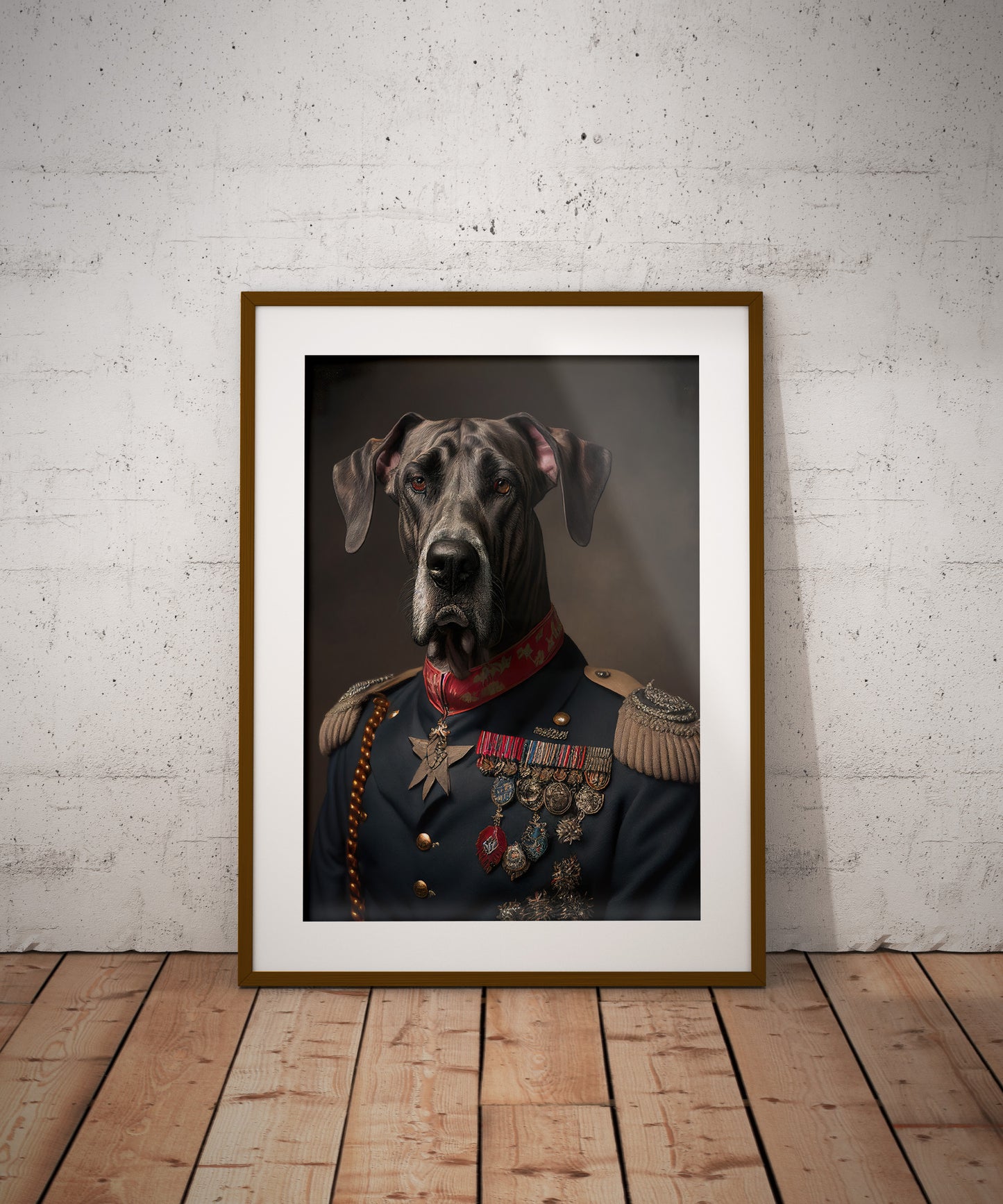 Great Dane Dog Poster in Military Uniform | Animal Wall Art | Great Dane Hero Decor | Premium Poster