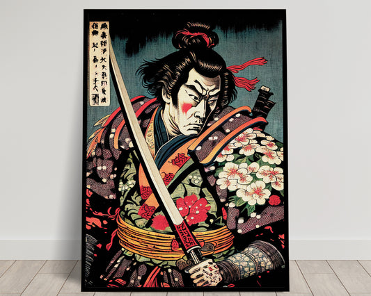 Japanese Samurai Poster - Ukiyo-e Art Style Illustration, Traditional Wall Décor, Frameable Wall Art
