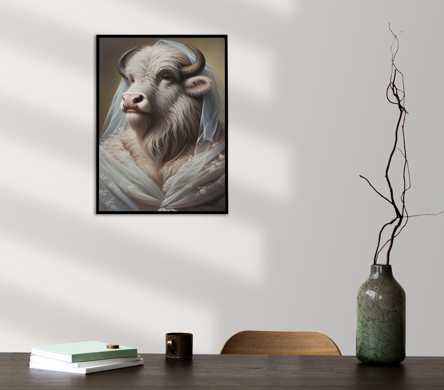 Buffalo Wedding Dress Poster - Funny Animal Wall Decor - Unique Bride Wall Art - Creative Gift Idea