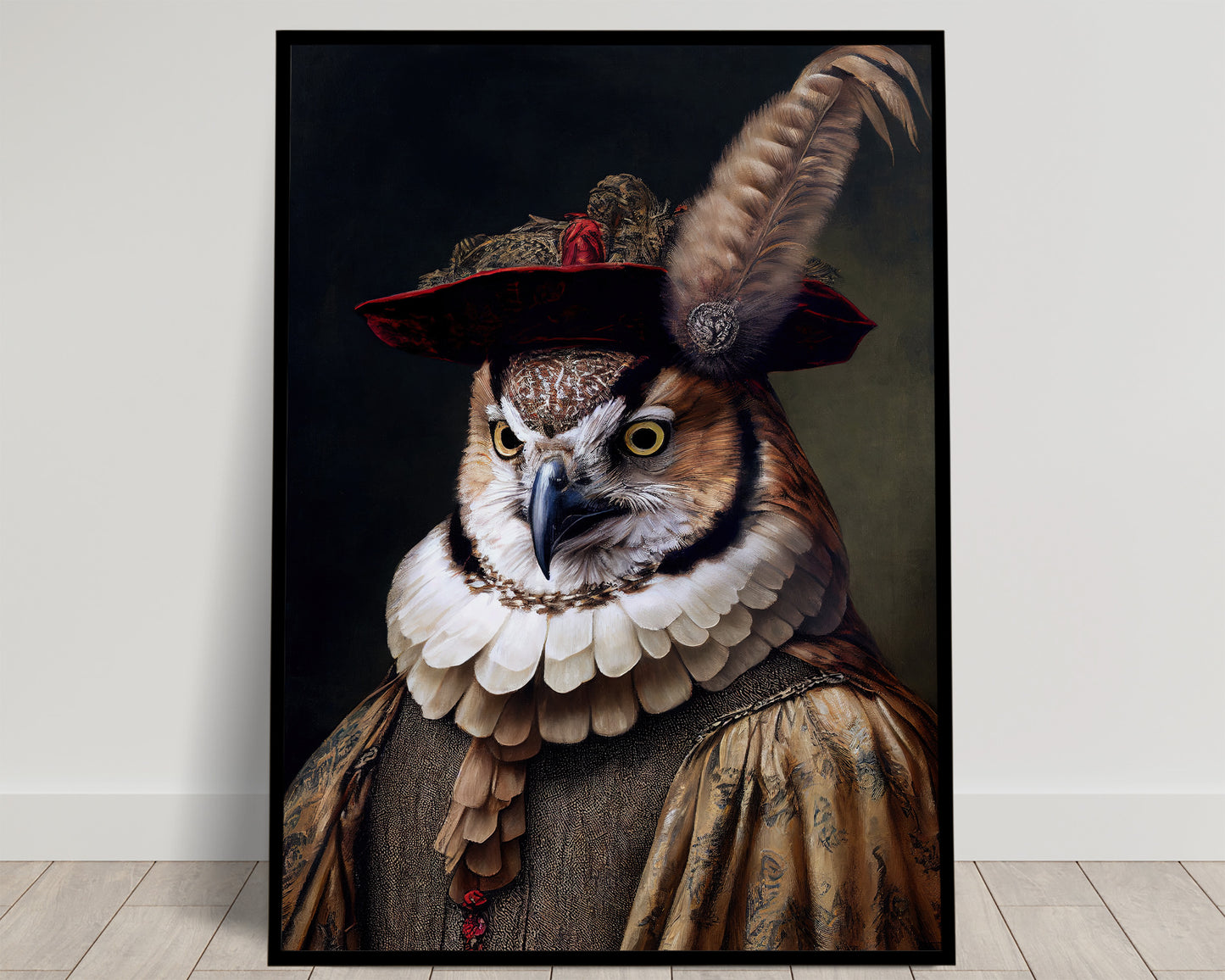 Baroque Style Noble Owl Poster - Elegant Animal Wall Art for Home Decor