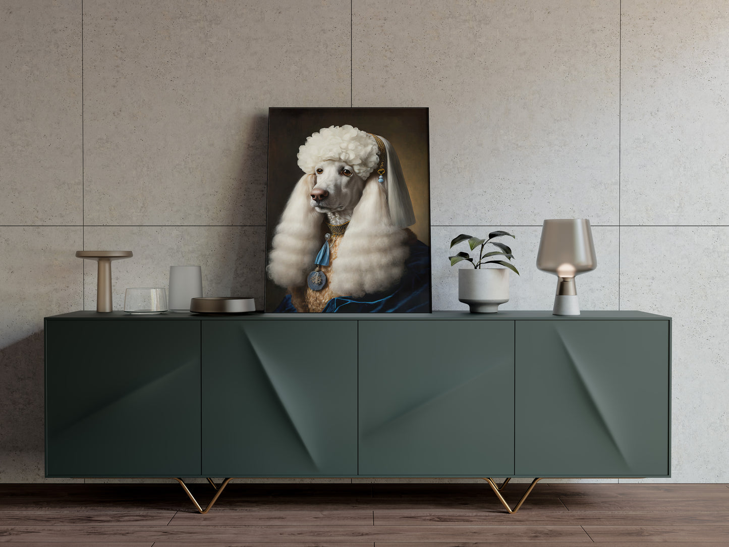 Noble Baroque Poodle Poster | Dog Wall Art | Animal Decor Print | Framed Pet Portrait