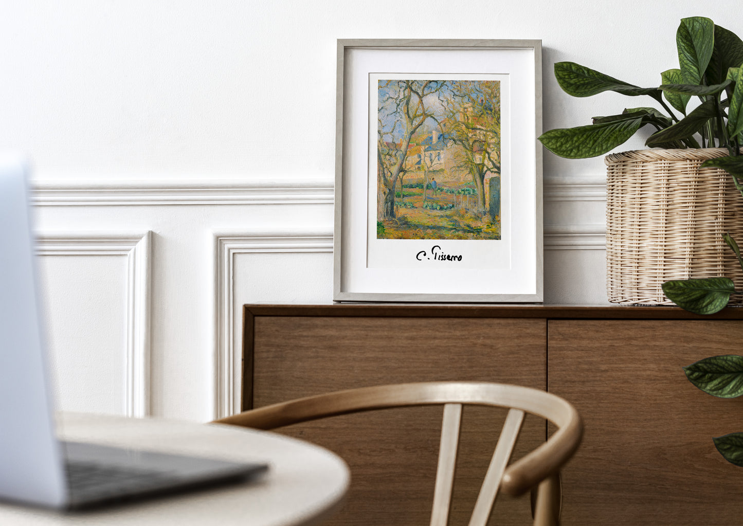 Camille Pissarro Poster: The Vegetable Garden at L'Hermitage - Impressionist Art Print for Wall Decoration and Framing