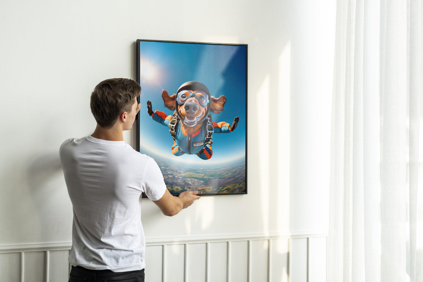 Skydiving Dachshund Dog Poster - Epic Wall Art for Animal Lovers - Unique Extreme Sports Decor - Dog Lover Gift