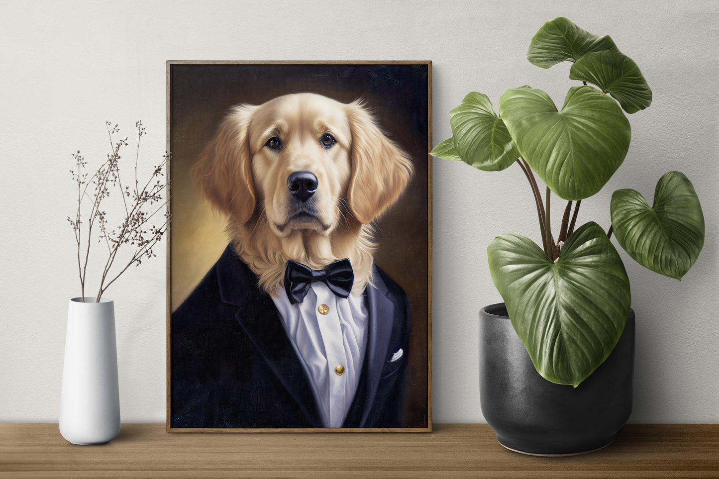 Golden Retriever in Tuxedo Poster - Animal Wall Art, Dog Portrait, Home Decor