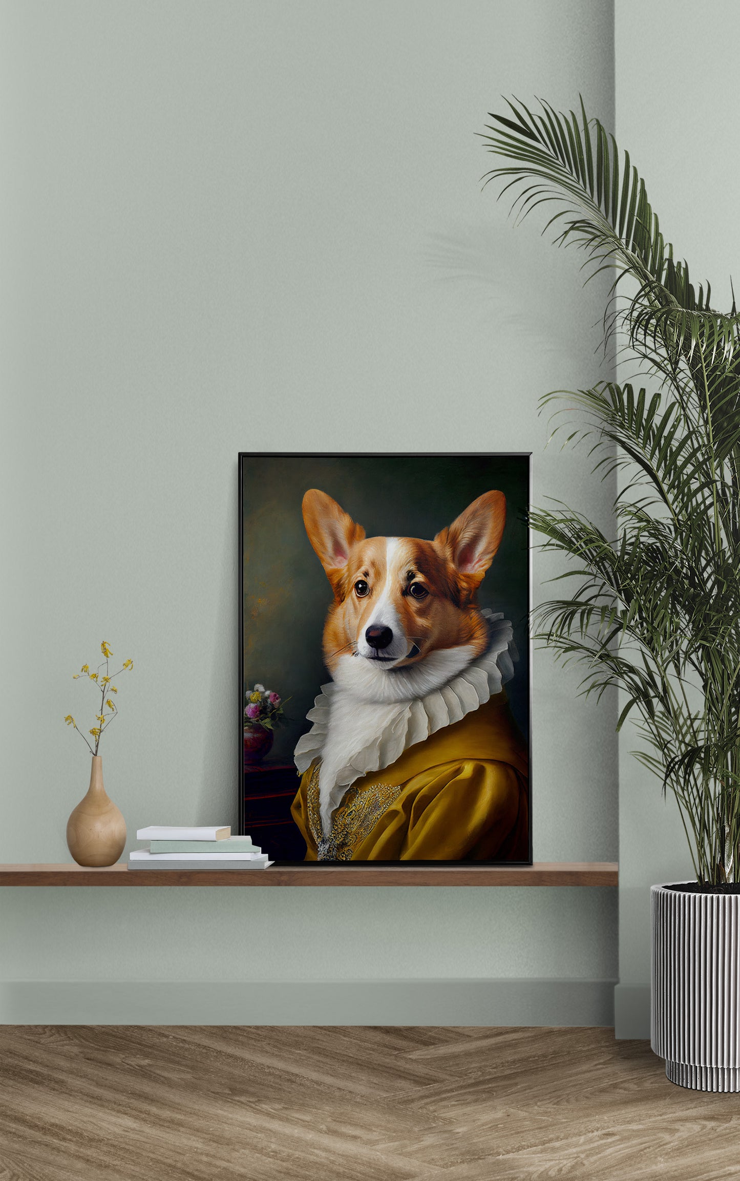 Baroque Style Noble Corgi Portrait Poster | Dog Wall Art Illustration | Animal Decor