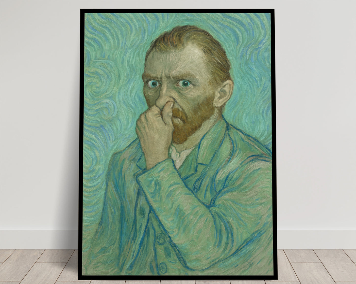 Funny Van Gogh Bathroom Poster – Toilet Humor Wall Art, Quirky Restroom Decor, Parody Framed Print, Unique Gift for Home