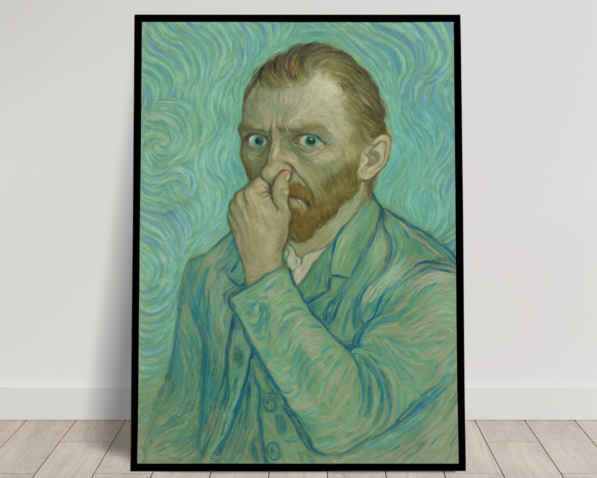 Funny Van Gogh Bathroom Poster – Toilet Humor Wall Art, Quirky Restroom Decor, Parody Framed Print, Unique Gift for Home