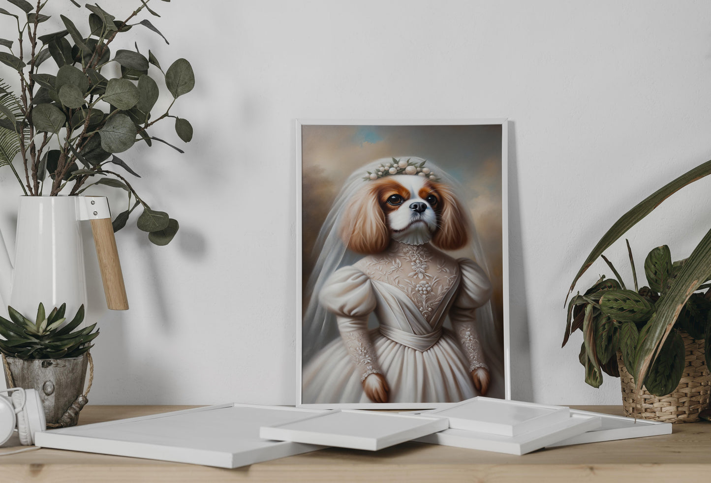 Cavalier King Charles Spaniel Poster in Wedding Dress – Unique Dog Wall Art & Decor – Perfect Gift Idea