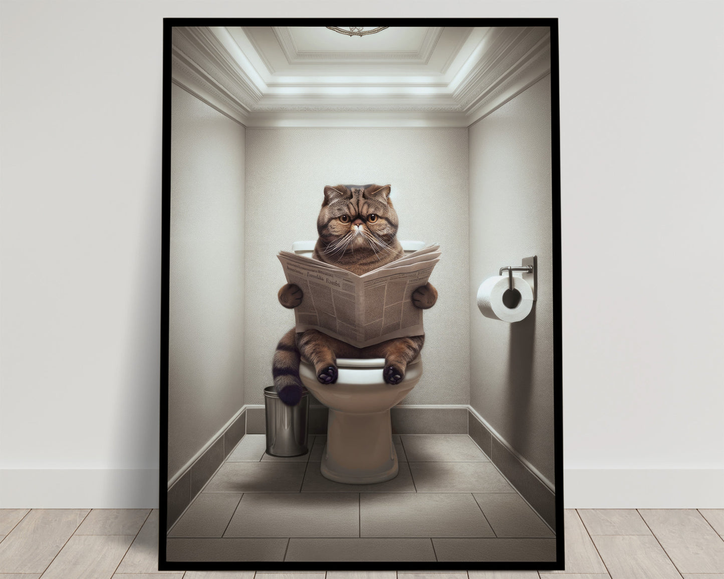 Brown Tabby Exotic Shorthair Cat Toilet Poster - Bathroom Decor, Wall Art, Cat Lover Gift