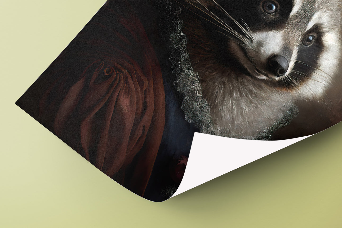 Baroque Style Raccoon Poster - Animal Wall Art for Home Decor - Frameable Raccoon Poster Decoration